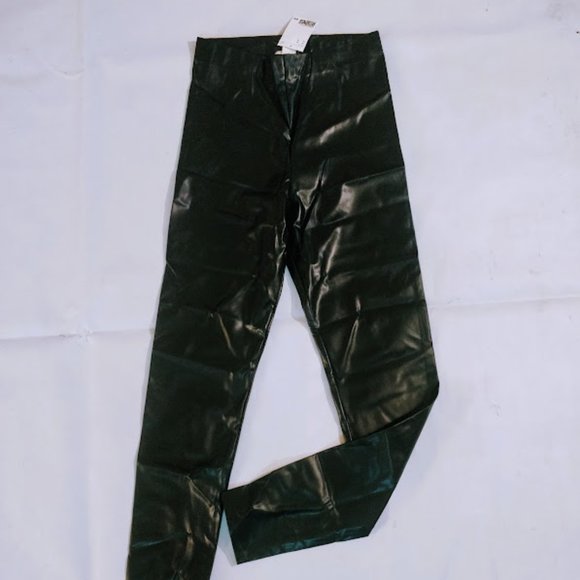 H&M PLEATHER LEGGINGS - Picture 1 of 2